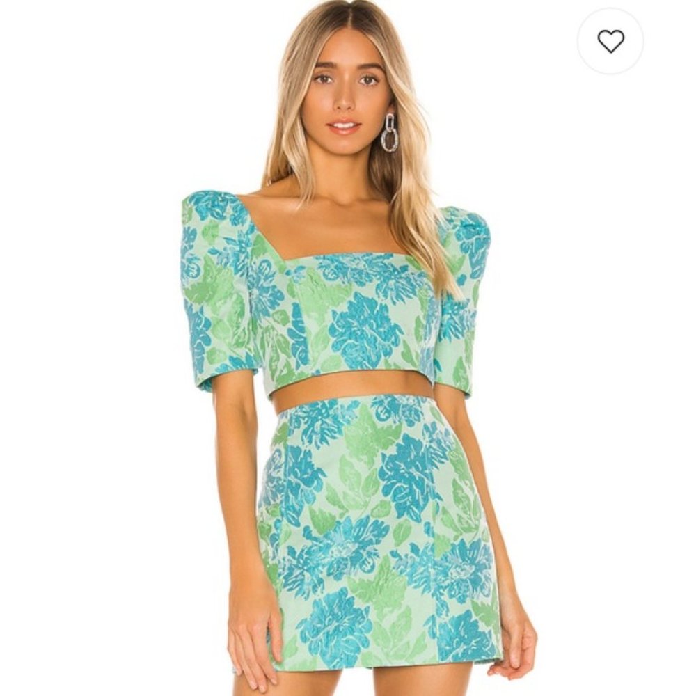 Nookie Solana Crop Top & Skirt Set in Mint & Blue beach pictures